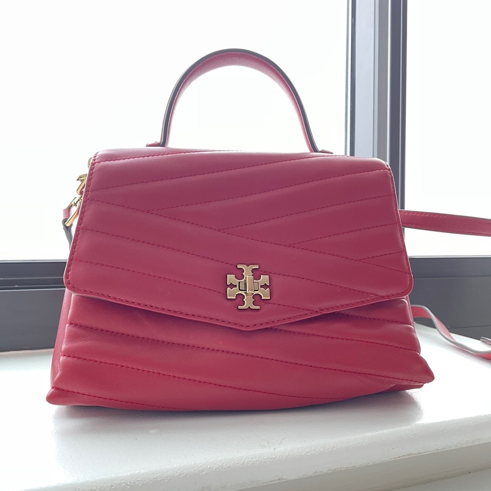 Tory Burch Red Kira Chevron Top Handle Bag
